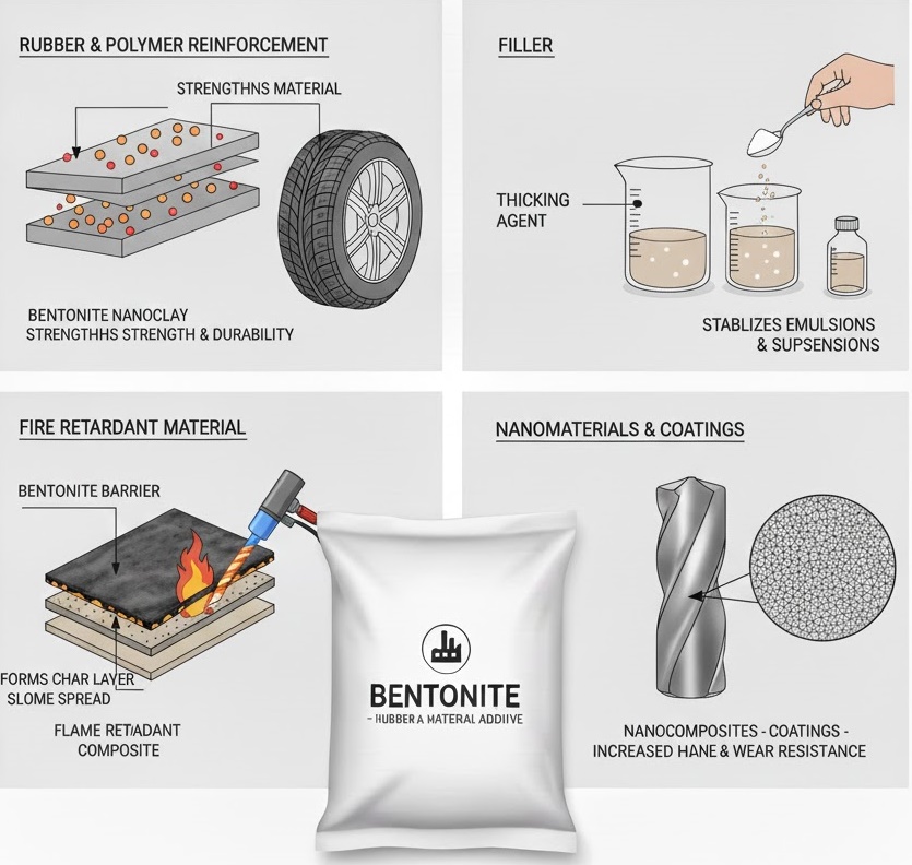 Bentonite untuk Karet, Polimer, dan Industri Material